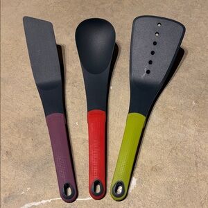 Joseph Joseph Set of 3 Silicone-Handled Kitchen Utensils - Plum, Red, Lime